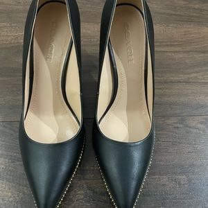 Size 10 black heel Coach dress shoes.